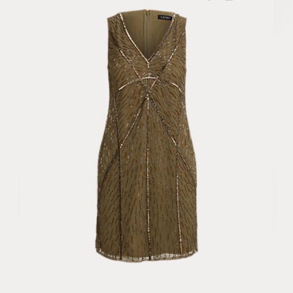 NEW RALPH LAUREN Beaded Tulle Cocktail Dress SIZE 12 - Picture 1 of 14